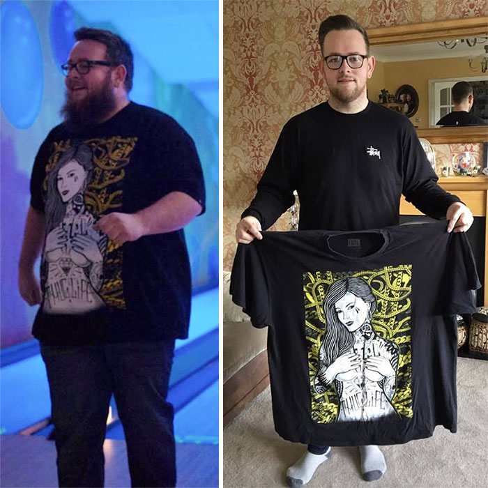 The Moment You Realize Your Old T-Shirt From Last Year Could Almost Be A Bedsheet. 50 Kg Down So Far