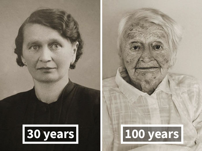 Anna Pochobradská, Around 30 Years Old, 100 Years Old
