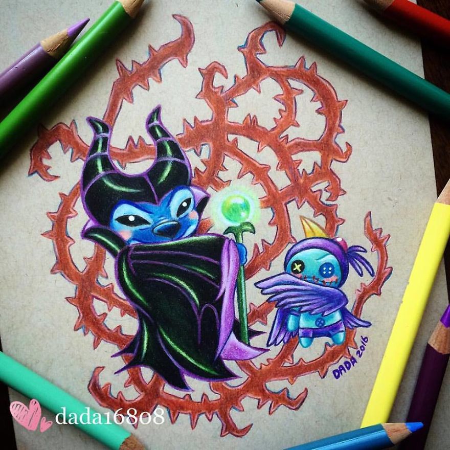 Stitch Invasion That I Drew With Colored Pencils