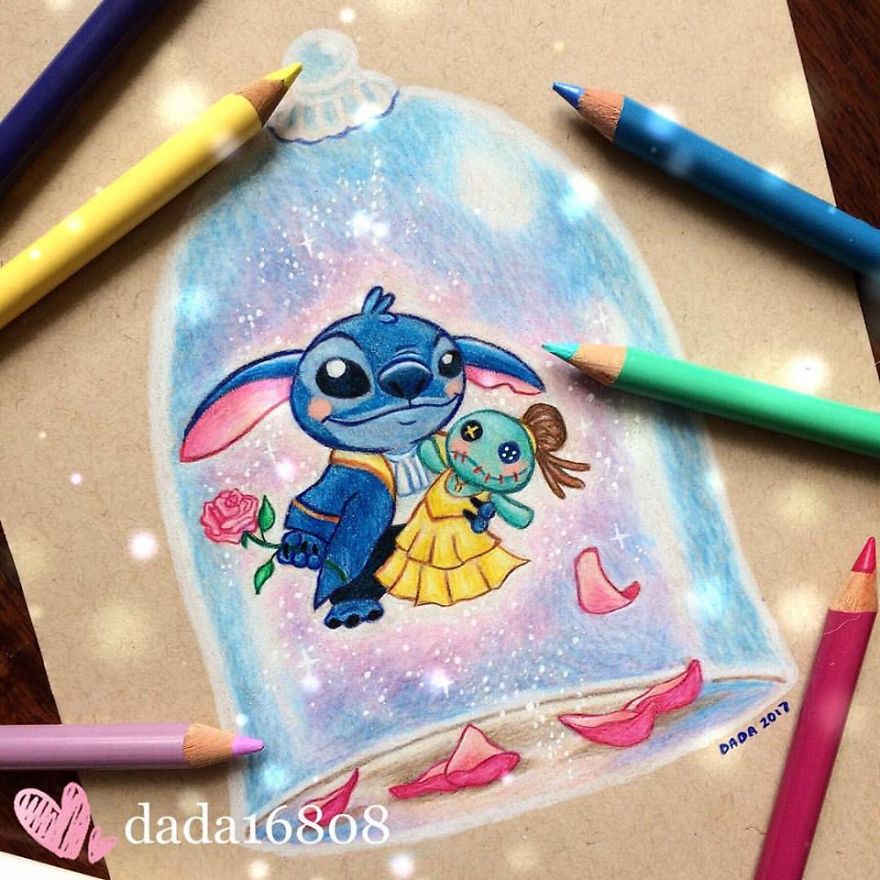 Stitch Invasion That I Drew With Colored Pencils