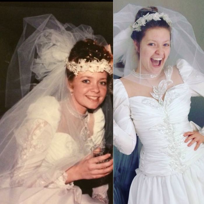 Trying On Moms Wedding Dress 1989 Vs. 2017