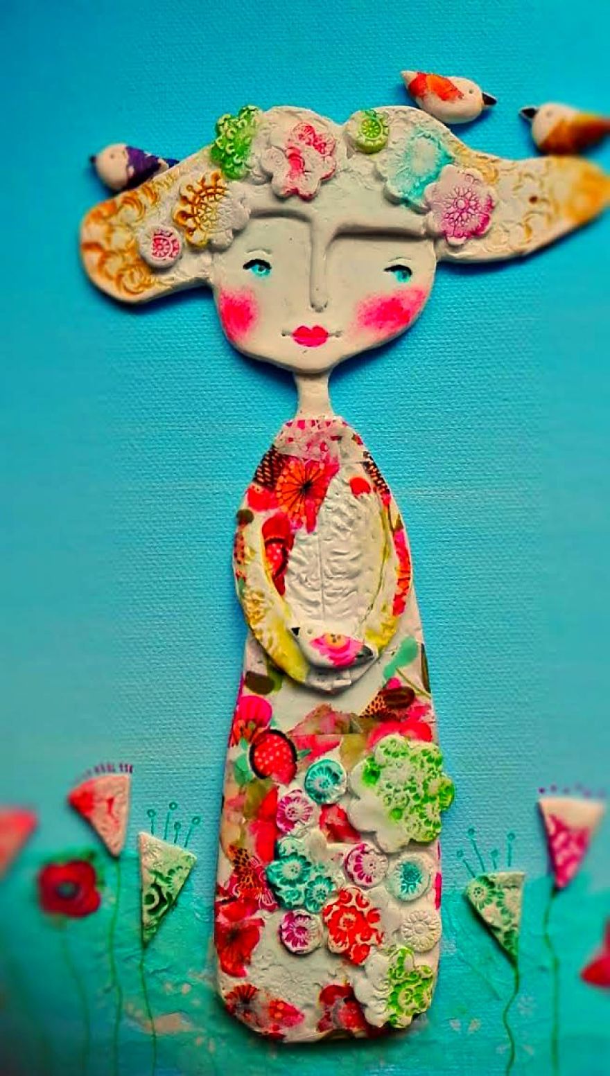 I Create Whimsical Art Out Of Air Dry Clay, Paper, And Water Color Paint