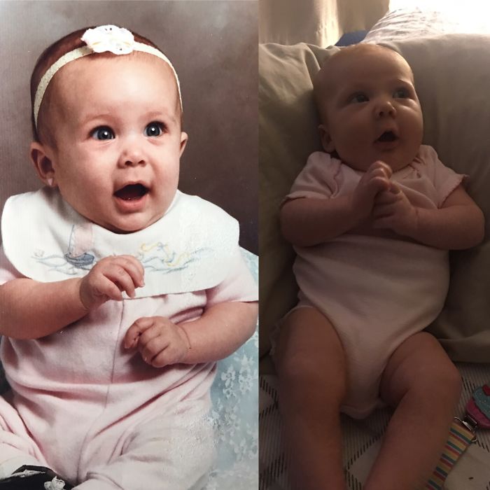 Me At 4 Months, My Daughter At 3 Months