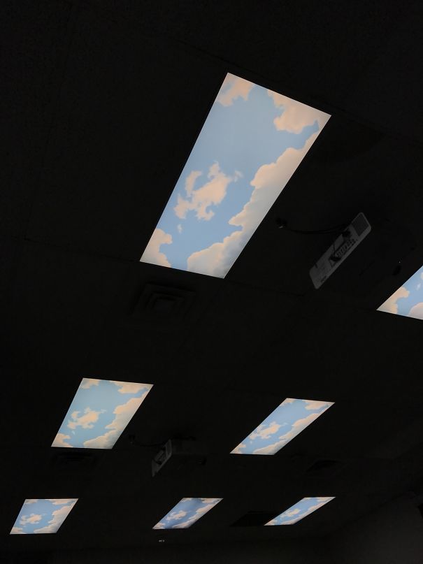 My Windowless Classroom Has Fake Sky Panels In Place Of The Plastic Covers On The Fluorescent Lights