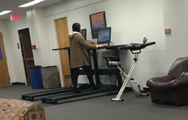 Basement Floor Of My Campus Library Has A Treadmill With A Computer, So You Can Exercise And Study At The Same Time