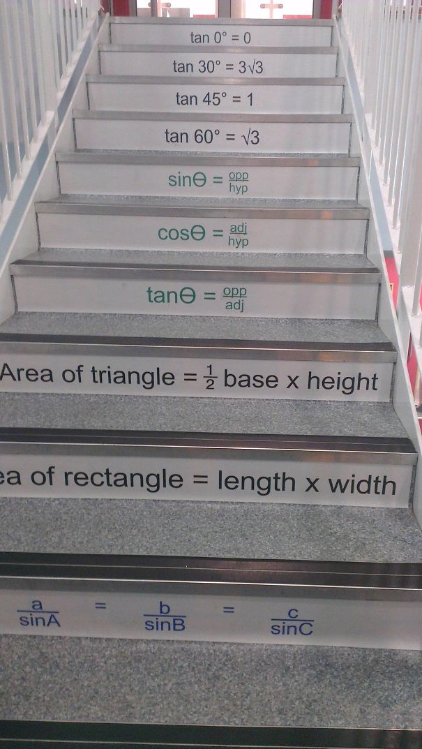 A School I Visited Yesterday Had Useful Reminders On Every Step In The Mathematics Department