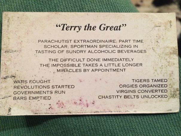 My Grandpa Gives Out This Business Card To Anyone He Meets