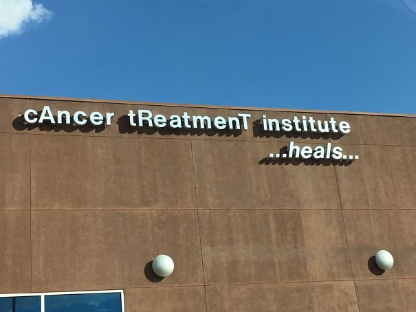 "cancer treatment institute heals" sign 