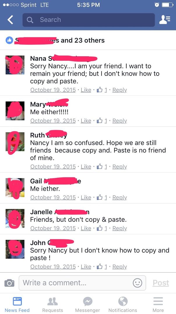 My Grandma Asked People To Copy And Paste Her Status To Show Their True Friendship