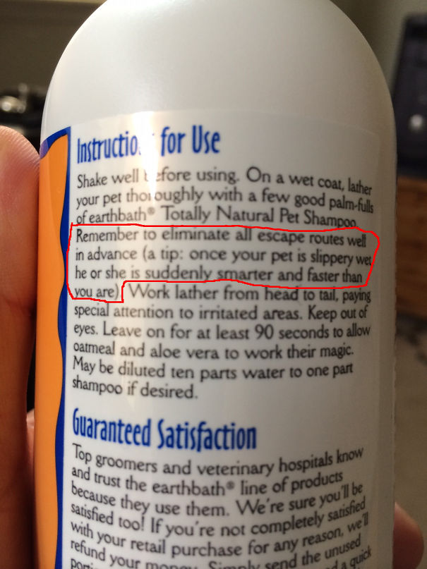 The Instructions For My New Dog Shampoo