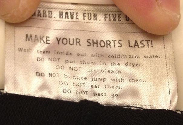 Just Noticed The Instructions On My Shorts.