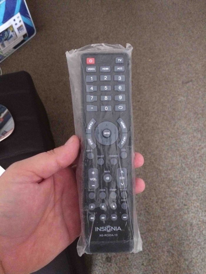 My Girlfriends Roommate Refuses To Take Her TV Remote Out Of The Packaging To Preserve The "Value" Of The TV