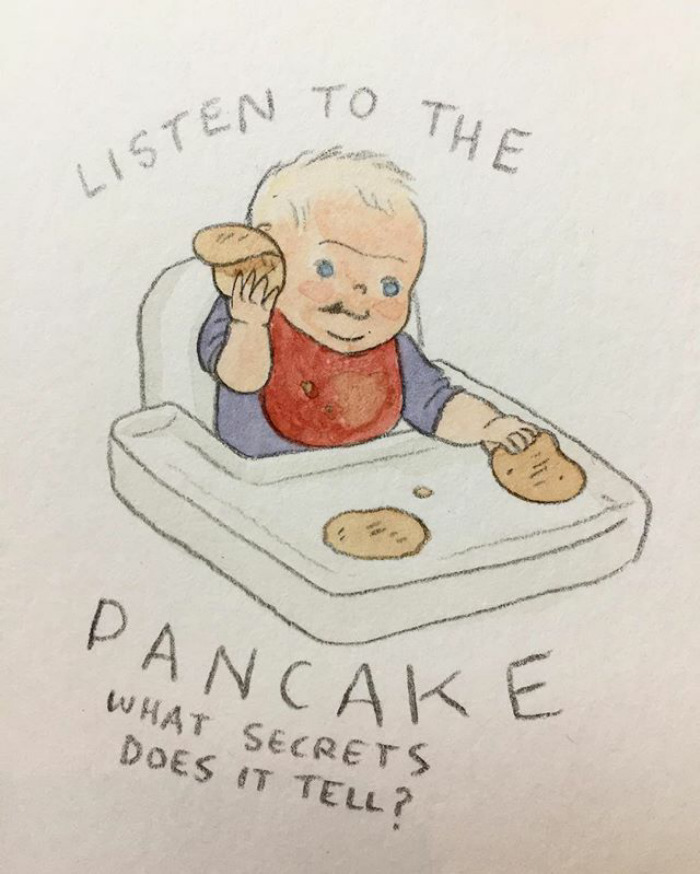 Pal Was Very Intent On What The Pancake Had To Say