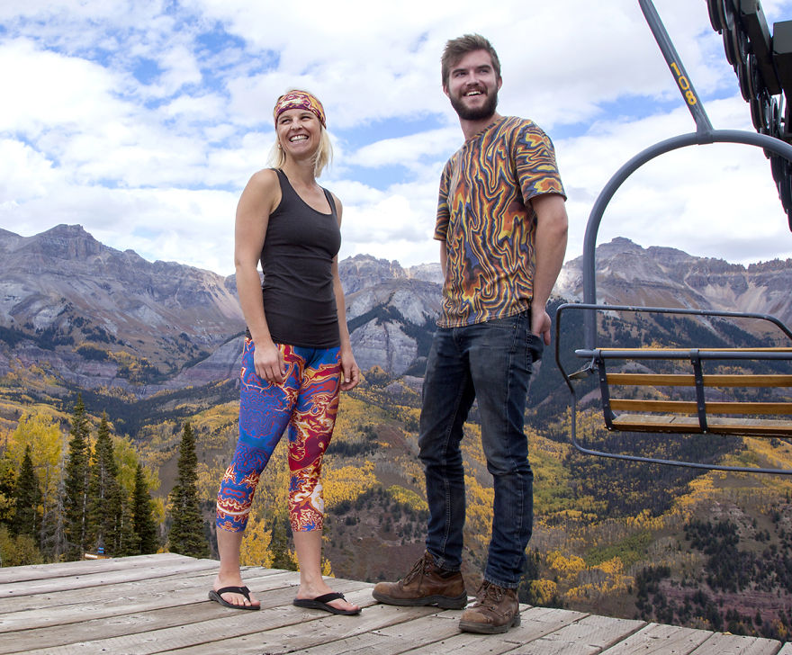 Yoga Pants And T-Shirts That Combine Topographic Maps And Bold Colors To Create New Psychedelic Patterns