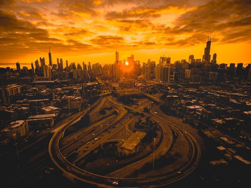 Chicago From Above: Awesome Bumblebee Photograph By Razvan Sera