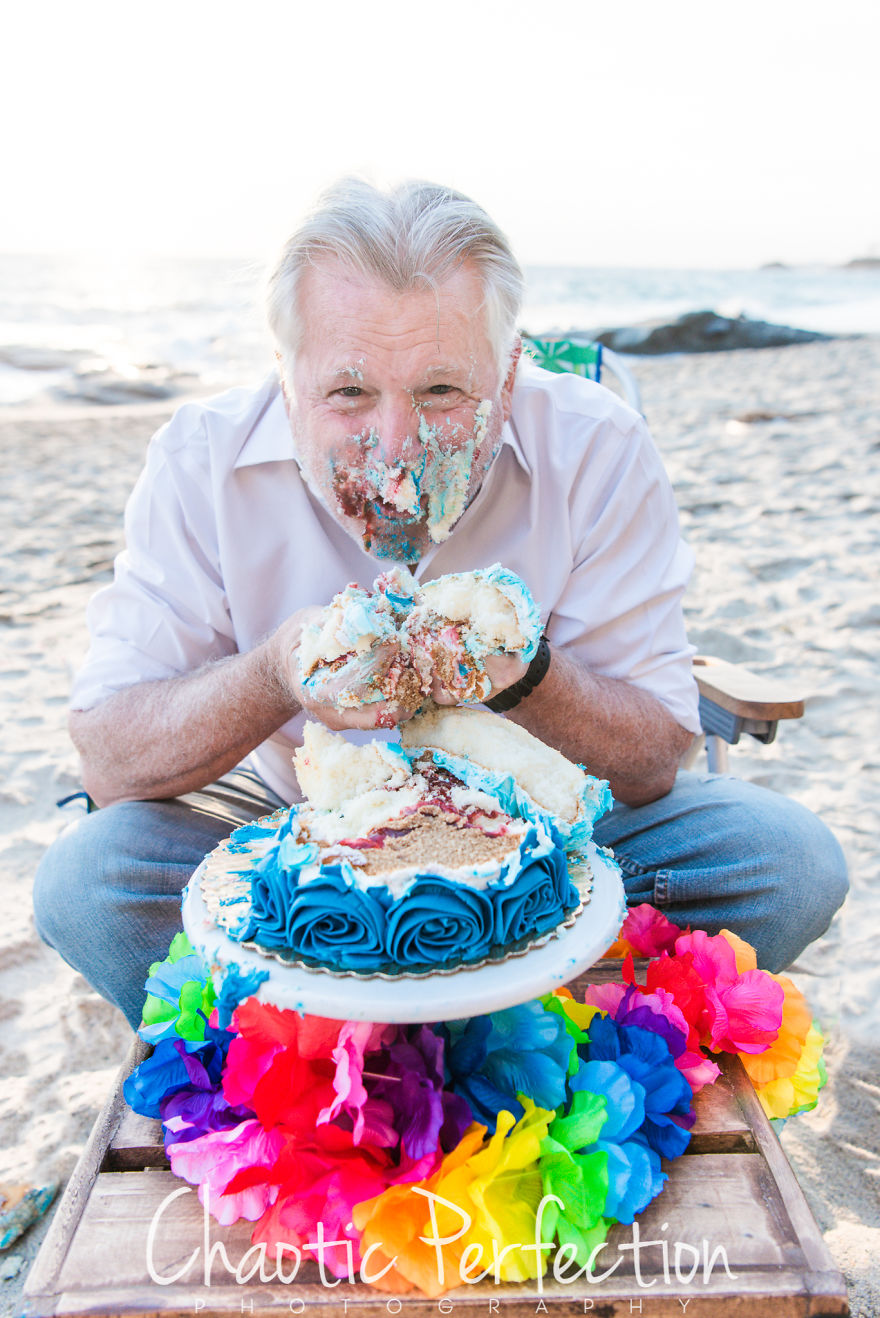 I Made My Dad Do A Cake Smash For His 70th Birthday