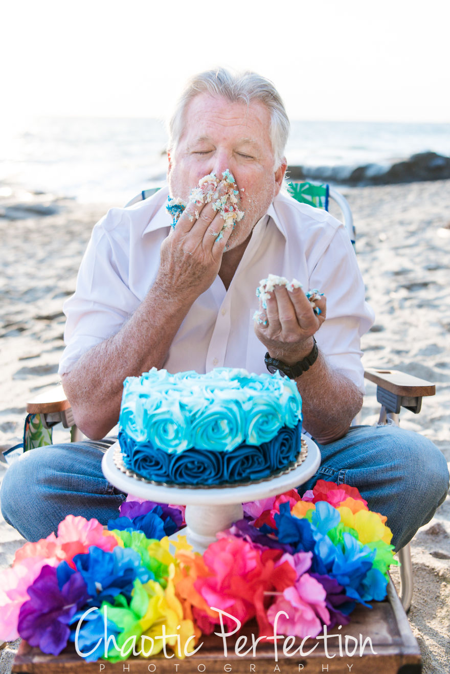 I Made My Dad Do A Cake Smash For His 70th Birthday