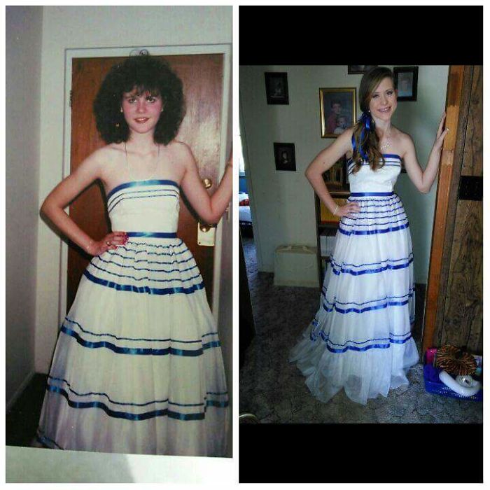 Same Prom Dress! Left-mother, 1988...right-daughter, 2016