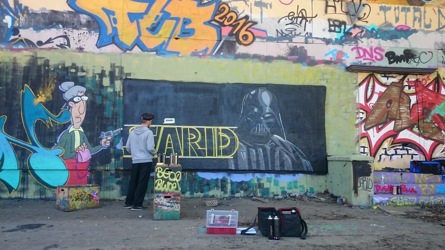 I Painted Darth Vader Mural To Celebrate The Star Wars Day