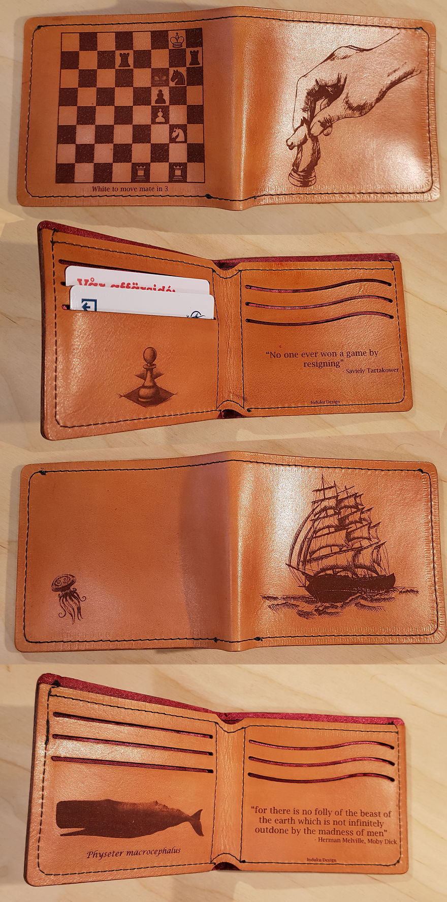 I Made Some Leather Wallets Using A Laser Cutter And 1910 Sewing Machine