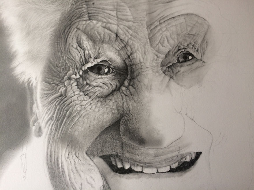 Belgian Artist Drew An Incredible Portrait Of An Elder Lady
