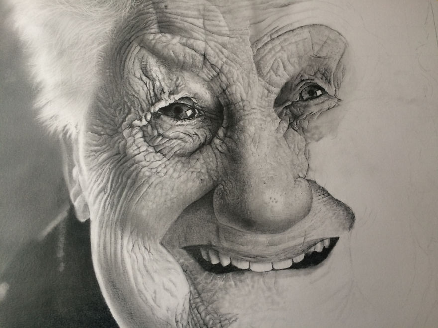 Belgian Artist Drew An Incredible Portrait Of An Elder Lady