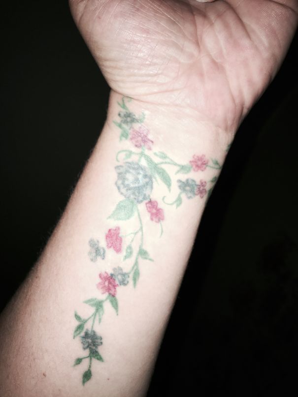 22 Stitches Down My Wrist Cover By Beautiful Flowers ?