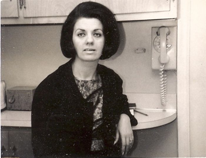 Mom With Her Jackie O Hairdo In Our Kitchen In The 1960s, Waiting For The Phone To Ring