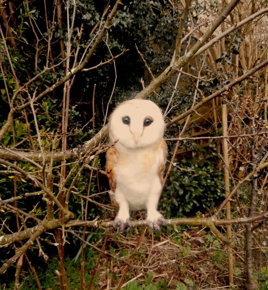 Needle Felt Barn Owl Handmade By Moonbrush Wood Studios