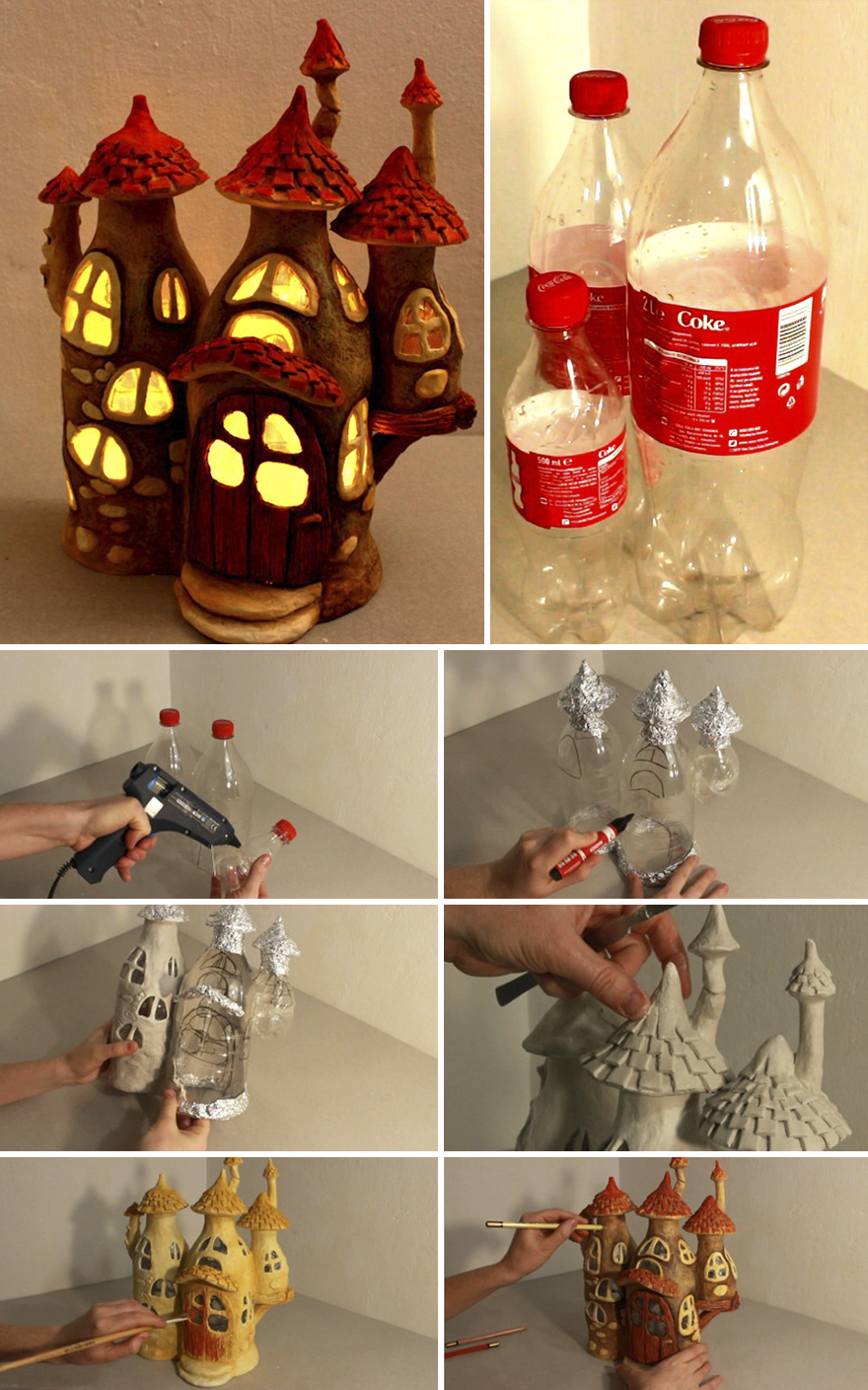 Recycling Some Plastic Bottles Into A Fairy House Lamp