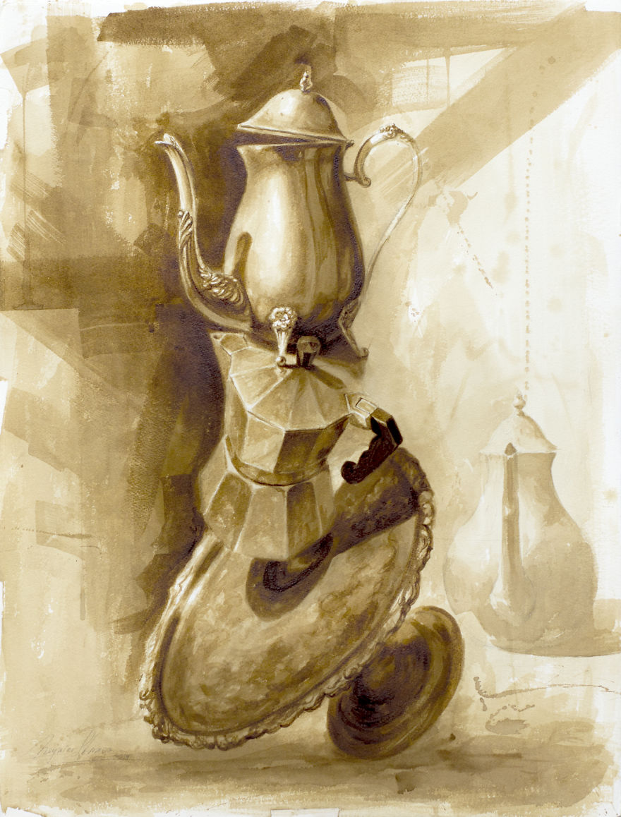 Paintings Using Coffee By Reynier Llanes