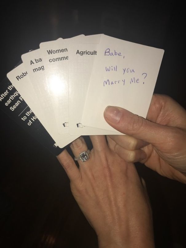 Surprise Marriage Proposal And Pregnancy Announcement During Cards Against Humanity Game