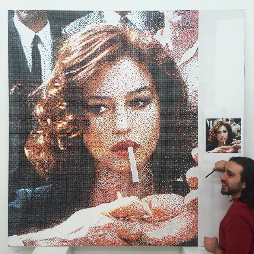 Turkish Artist Recreates Movie Scenes Using Thousands Of Small Colored Dots