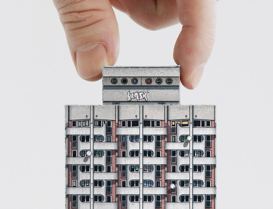Detail Of The Paper Model: "manhattan" Housing Complex (wroclaw) From Brutal East, 2017