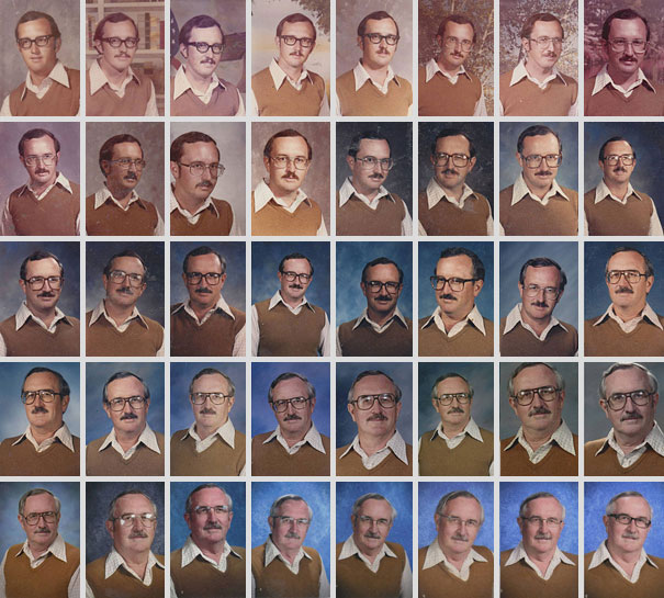 Teacher Wears Same Clothes In School Pictures For 40 Years