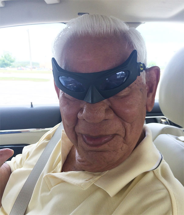 I Found Batman Glasses And Forgot I Left Them In My Grandpa's Car. He Sent Me This Picture