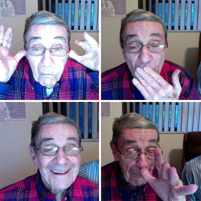 He descubierto que mi abuelo tiene un facebook, y estos son los selfies que se hace