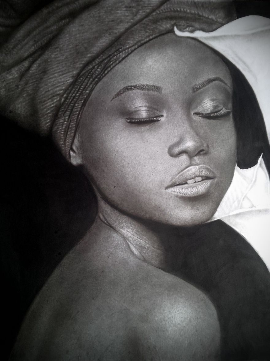 Check Out How I Drew This Beautiful Lady's Portrait In 200 Hours With Pencil
