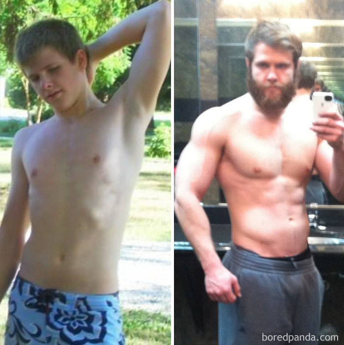 Me At 16 And At 23 With About 6 Years Of Lifting In Between