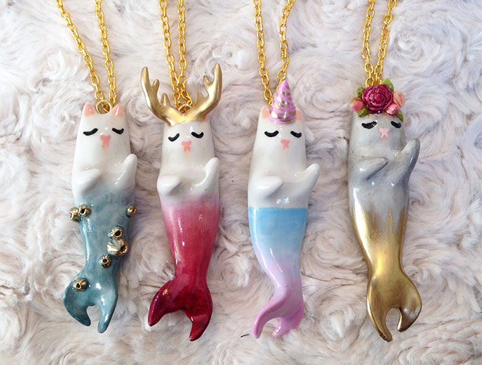 Purrmaid Necklaces By Girl And Her Cat