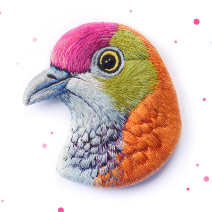 Incredibly Detailed Embroidered Bird Brooches By Paulina Bartnik
