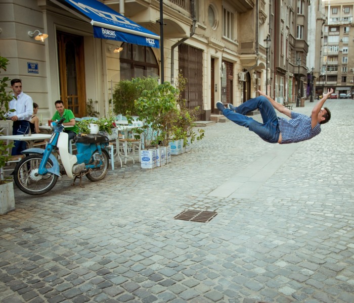 I Captured My Falling Friend In Bucharest And We Got Strange Looks From The Passers-By
