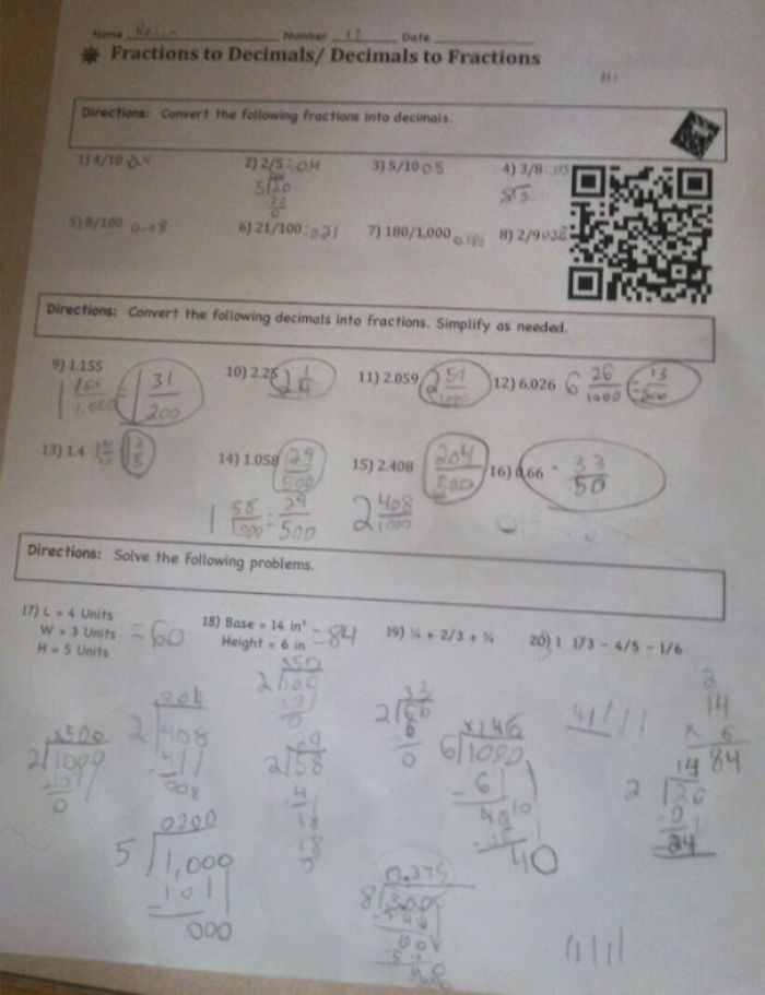 My Son's Homework Has A Barcode That When Scanned Takes Him To An Instructional Youtube Video Posted By His Teacher Related To The Lesson