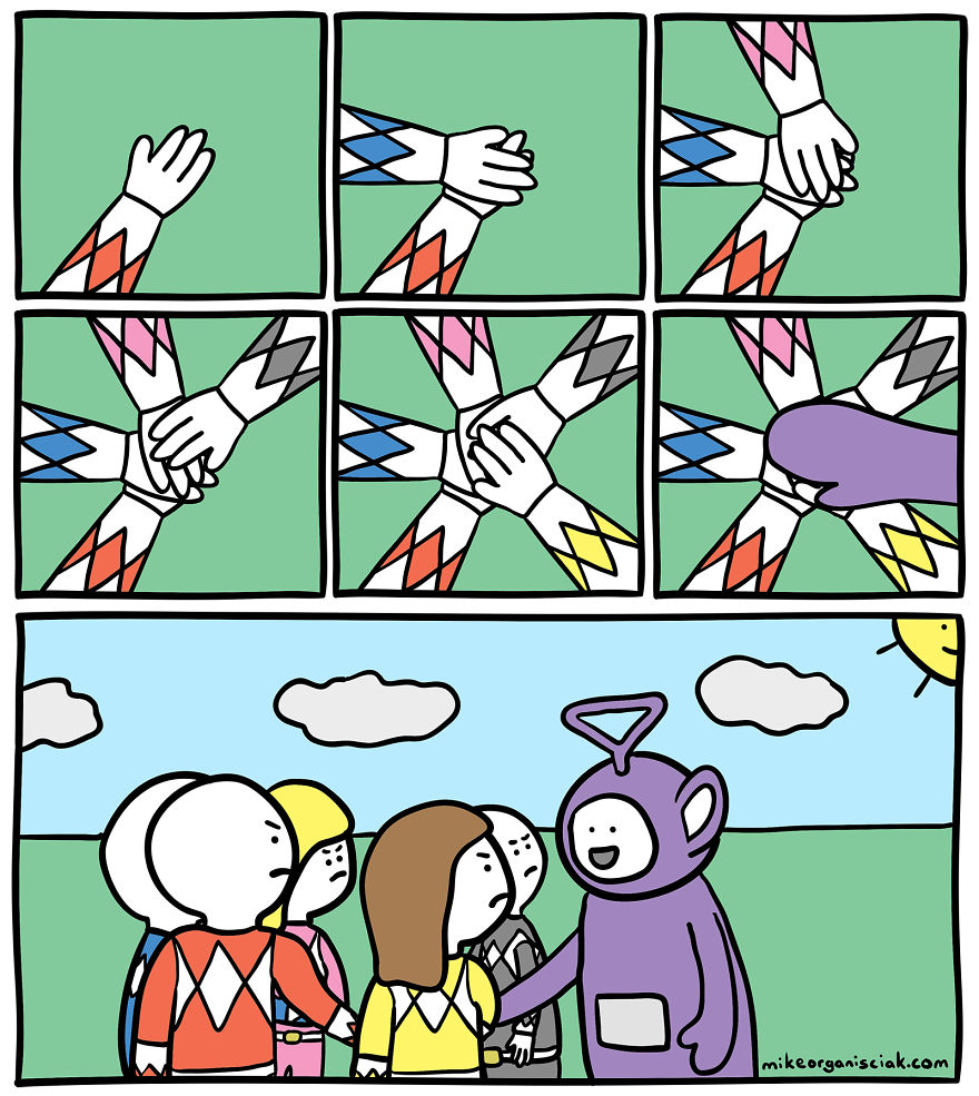 Comics with teletubbie joining the girls squad 
