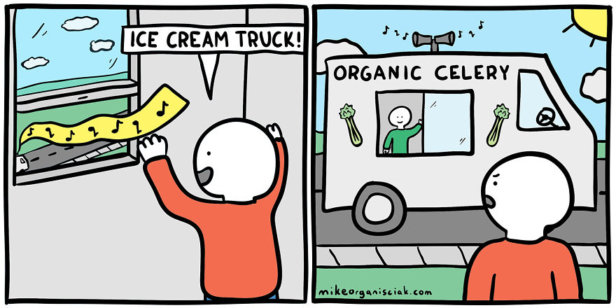 Comics about organic celery truck 