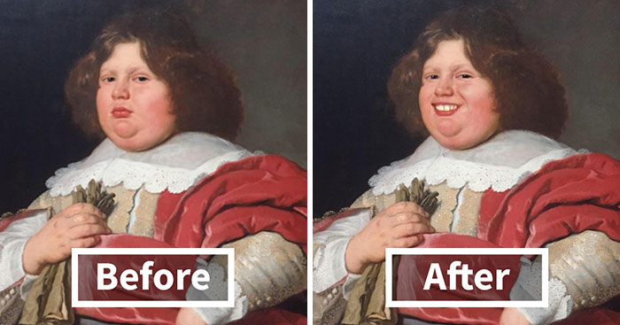 Guy Visits Museum But Finds Classical Art Characters Too Serious, Uses FaceApp To Make Them Smile
