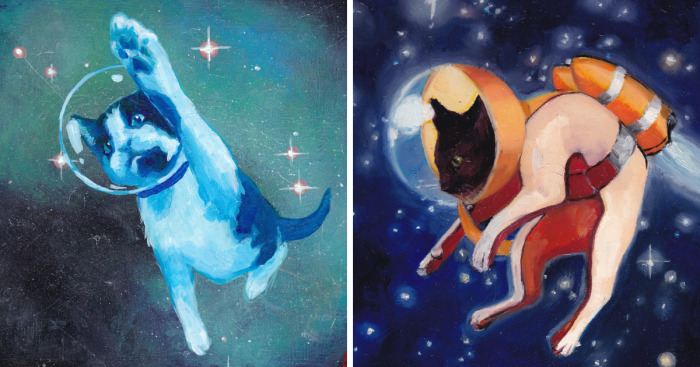 When I Get Tired Of Making Serious Art I Paint Cats In Space