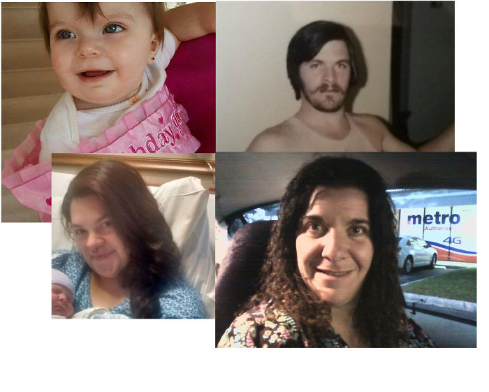 Four Generations: My Youngest Granddaughter (top Left),my Father (top Right),my Daughter (bottom Left) And Me (bottom Right)