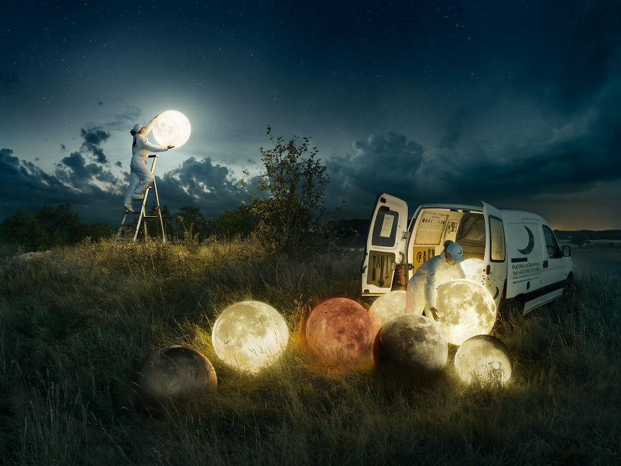 Full Moon Service: Photoshop Master Erik Johansson Reveals How He Created His Newest Masterpiece In 8 Months