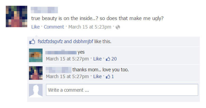 Facebook post showing a parent roasting their child with a witty comment, illustrating parents destroying their kids online.